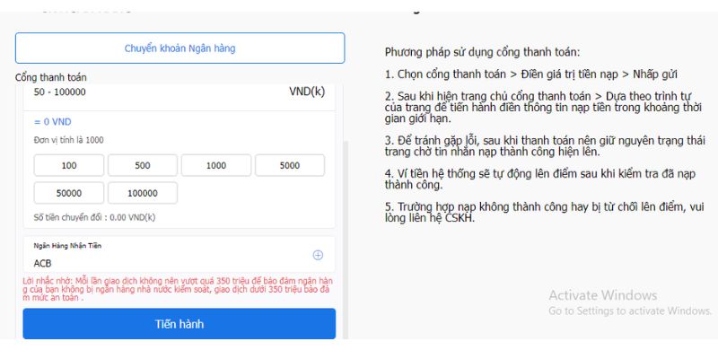 Nạp Tiền 78win - Hướng Dẫn Nạp Tiền Cho Hội Viên Mới 1 Nạp tiền 78win qua ngân hàng